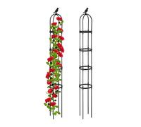 Relaxdays Set 2 soportes plantas obelisco 188 cm negro