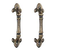 Relaxdays Set 2 Tiradores de Muebles Antiguos, Manijas Puertas Armarios y Cajones, Hierro Fundido, 20cm, Bronce
