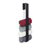 Relaxdays Set 2 toalleros adhesivos metal pared negro