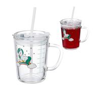 Relaxdays Set 2 vasos infantiles diseño caballo blanco,verde oscuro,transparente