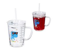 Relaxdays Set 2 vasos infantiles diseño dinosaurio azul,rojo,transparente