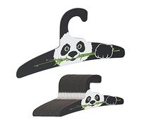 Relaxdays Set 20 Perchas Infantiles Oso Panda, Perchas Niñas y Niños, Finas, Cartón, 16x33x0,3 cm, Negro