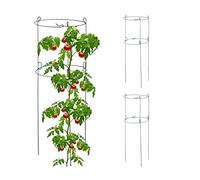 Relaxdays Set 3 Jaulas Tomates, Soporte Plantas Trepadoras, Tutores Enredadera Redondos, 76 x 26 cm, 2 Anillos, Verde