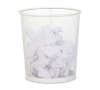 Relaxdays Set 3 papeleras de metal blanco tamaño M blanco