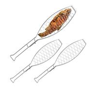 Relaxdays Set de 3 parrillas para pescado plata
