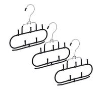 Relaxdays Set de 3 perchas para cinturón 5 ganchos negro,plata