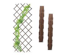 Relaxdays Set 3 Soportes Reja Trepadoras, Guías Plantas Enredaderas Plegables, 180x90 cm, Jardín, Balcón, Madera, Marrón