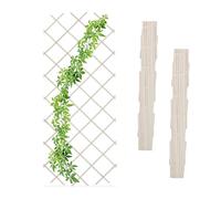 Relaxdays Set 3 Soportes Reja Trepadoras, Guías Plantas Enredaderas Plegables, 180x90 cm, Jardín, Balcón, Madera, Blanco