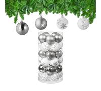 Relaxdays Set de 30 bolas para árbol de Navidad blanco,plata