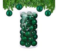 Relaxdays Set 30 Bolas Navidad, Decoración Navideña, 6 cm, Brillante, Adornos Árbol, Plástico Irrompible, Verde Oscuro