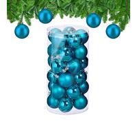 Relaxdays Set 30 Bolas Navidad, Decoración Navideña, 6 cm, Brillante, Adornos Árbol, Plástico Irrompible, Petróleo