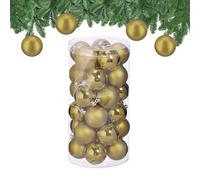 Relaxdays Set 30 Bolas Navidad, Decoración Navideña, 6 cm, Brillante, Adornos Árbol, Plástico Irrompible, Dorado