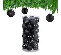 Relaxdays Set de 30 bolas para árbol de Navidad negro,plata