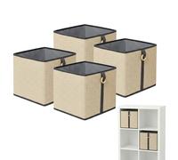 Relaxdays Set 4 cestas almacenaje, bambú y Tela, para baño/estantería con asa, 30×30×30 cm, Natural/Negro