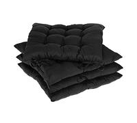 Relaxdays Set de 4 cojines para silla en negro negro
