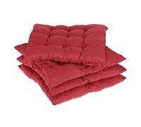 Relaxdays Set 4 Cojines Silla, Cuadrados, 38x38 cm, con Lazo, Interior y Exterior, Funda Poliéster, Cojín Asiento, Rojo