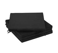Relaxdays Set 4 Cojines Silla, Cuadrados, 39,5x39,5 cm, con Lazo, Interior y Exterior, Poliéster, Cojín Asiento, Negro