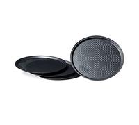 Relaxdays Set 4 Platos Horno para Pizza, Moldes Redondos Empanadas, Diámetro Aprox. 29cm, Antiadherente, Antracita