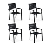 Relaxdays Set de 4 sillas de jardín negras negro