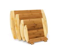 Relaxdays Set 4 tablas de cortar bambú con soporte marrón claro
