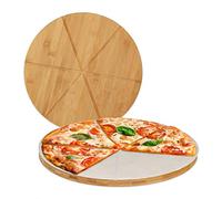 Relaxdays 4 tablas de pizza con papel de horno blanco,marrón claro