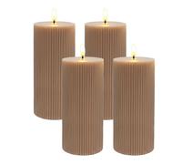 Relaxdays Set 4 velas LED 18 cm marrón claro