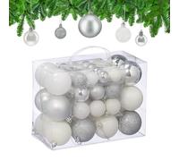 Relaxdays Bolas árbol Navidad en set blanco,plata