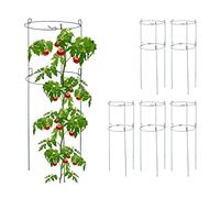Relaxdays Set 6 Jaulas Tomates, Soporte Plantas Trepadoras, Tutores Enredadera Redondos, 76 x 26 cm, 2 Anillos, Verde