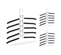 Relaxdays Set 6 perchas múltiples antideslizantes negro,plata