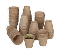 Relaxdays Set 600 Semilleros, Biodegradables, Macetas Semillas Redondas, Planteros Pequeñas Celulosa, 7,5x8 cm, Natural