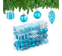 Relaxdays Set 72 Bolas Árbol Navidad, Bolitas Navideñas Brillantes, con Purpurina y Mate, Bota, Corazón, Piñas, Petróleo