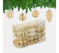 Relaxdays Set de 72 bolas de árbol de Navidad blanco,crema