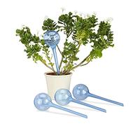 Relaxdays Set Autorriego para Macetas, Plástico, 4 Unidades, Riego Dosificado de Plantas 2 Semanas, Plástico, Azul