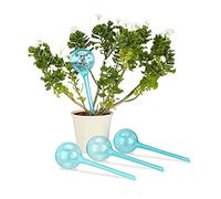 Relaxdays Set Autorriego para Macetas, Plástico, 4 Unidades, Riego Dosificado de Plantas 2 Semanas, Plástico, Azul Claro