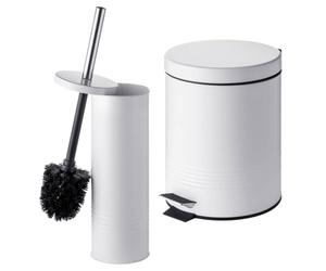 Relaxdays Set baño 2 Piezas, escobilla WC y Cubo 5 L Blanco