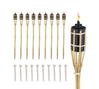 Relaxdays Set de 10 antorchas de jardín 80 cm alto marrón claro,negro