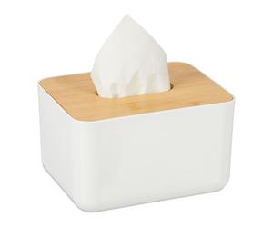 Relaxdays Set de 10 cajas porta toallitas de papel blanco,marrón claro