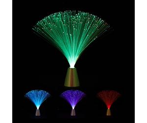Relaxdays Set de 10 Lámparas de Fibra Óptica, Cambio de Color, LED, Iluminación de Ambiente, 33 cm, Multicolor