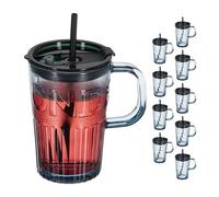 Relaxdays Set de 10 vasos con asa gris