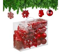 Relaxdays Set de 100 bolas de árbol de Navidad blanco,rojo,plata