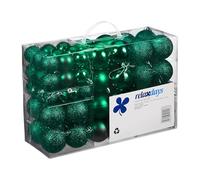 Relaxdays Set de 100 Bolas de Navidad, Decoración navideña, Mate, Brillante, Árbol de Navidad, ∅ 3,4 & 6 cm, Verde