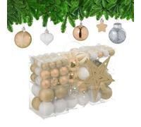Relaxdays Set de 101 bolas de árbol de Navidad beige,blanco,plata