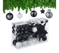 Relaxdays Set de 101 bolas de árbol de Navidad blanco,negro,plata