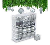 Relaxdays Set de 110 bolas de árbol de Navidad plata