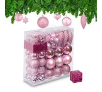 Relaxdays Set de 110 bolas de árbol de Navidad rosa,plata