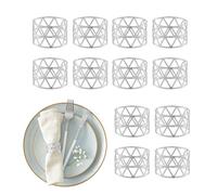 Relaxdays Set de 12 anillos para servilletas plata