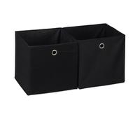 Relaxdays Set de 12 cestas plegables tela negras negro