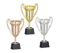 Relaxdays Juego de 12 copas para trofeos marrón,oro,plata