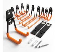 Relaxdays Juego de 12 ganchos de pared para cables naranja,negro