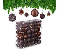 Relaxdays Set de 150 bolas de árbol de Navidad marrón,plata